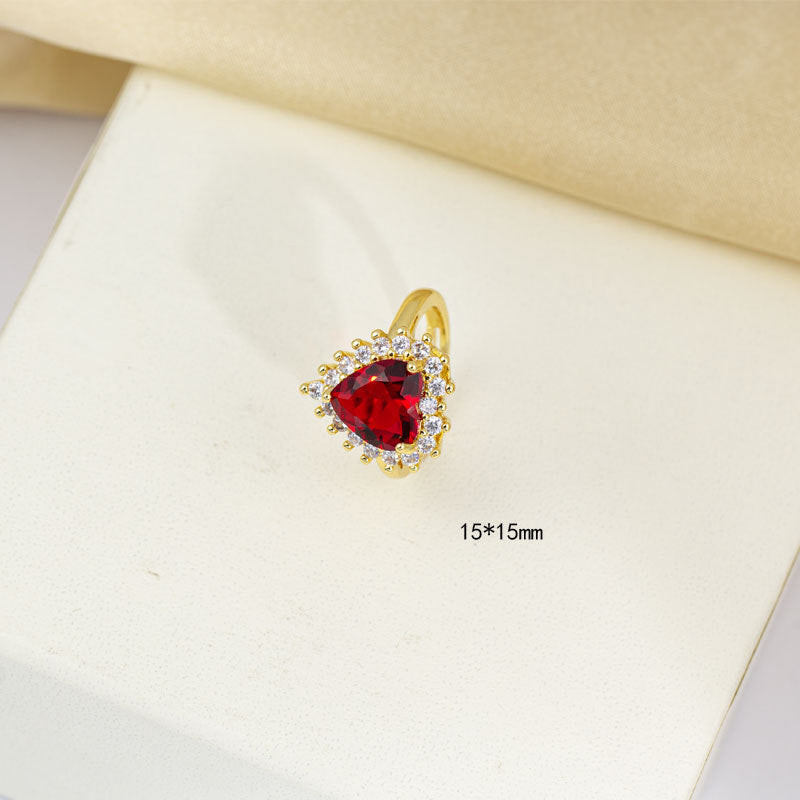 Wholesale Valentine' s Day Red heart set with diamonds Titanium Steel Necklace