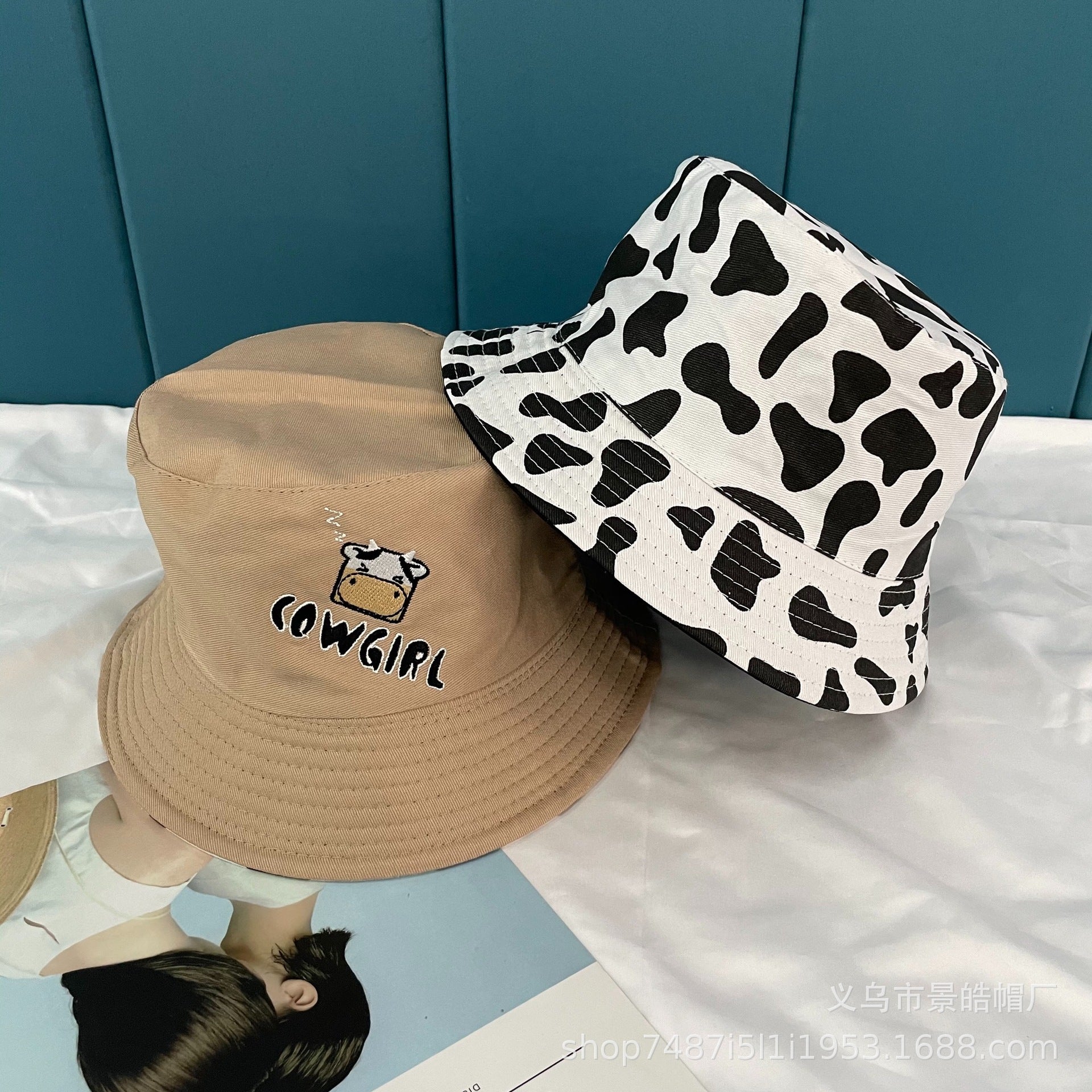 Wholesale Summer Polyester Cow Print Bucket Hat