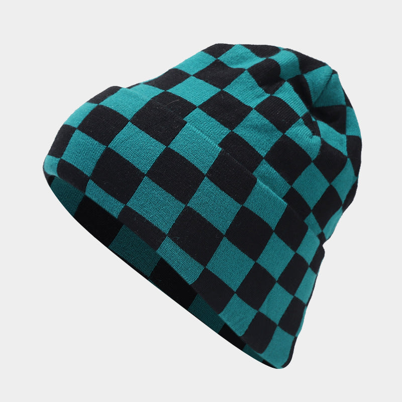 Wholesale Winter Hat Checkerboard Knitted Hat Plush Hat