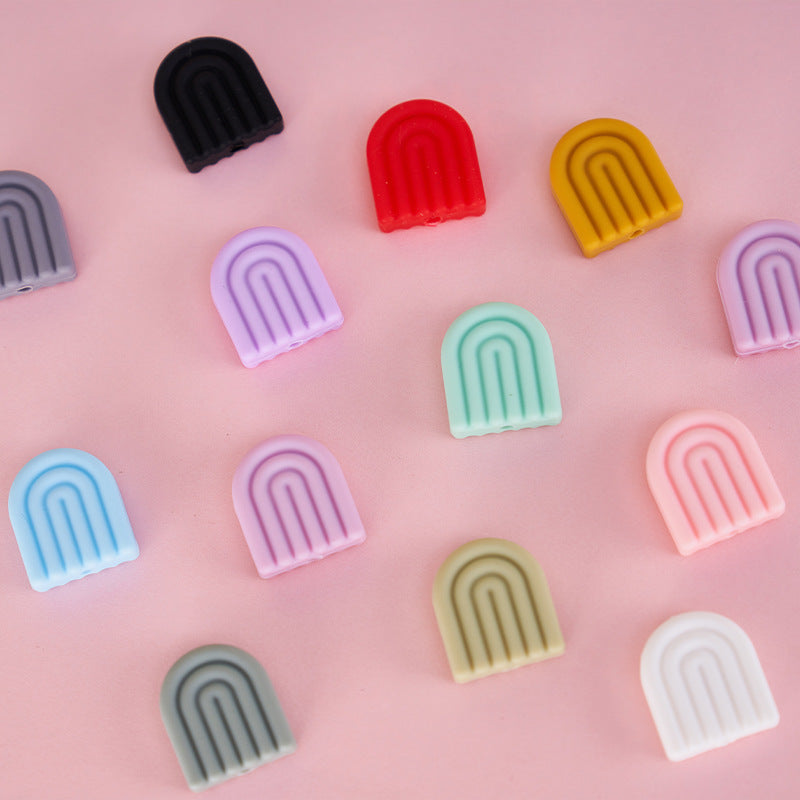 Wholesale 20PCS Solid Color Arch Rainbow Silicone Beads