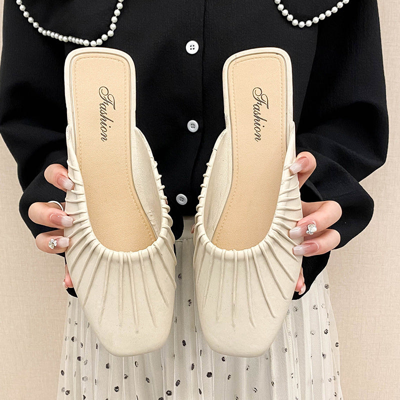 Wholesale Lazy Closed Toe No Heel Versatile Fashion Outdoor Low-heeled Slippers