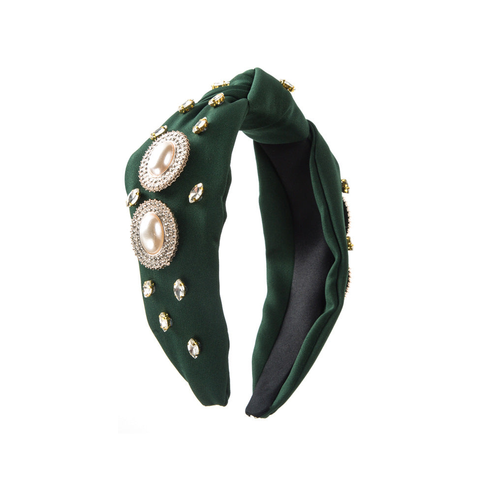 Wholesale Pearl Rhinestone Knotted Pressed Hair Hoop