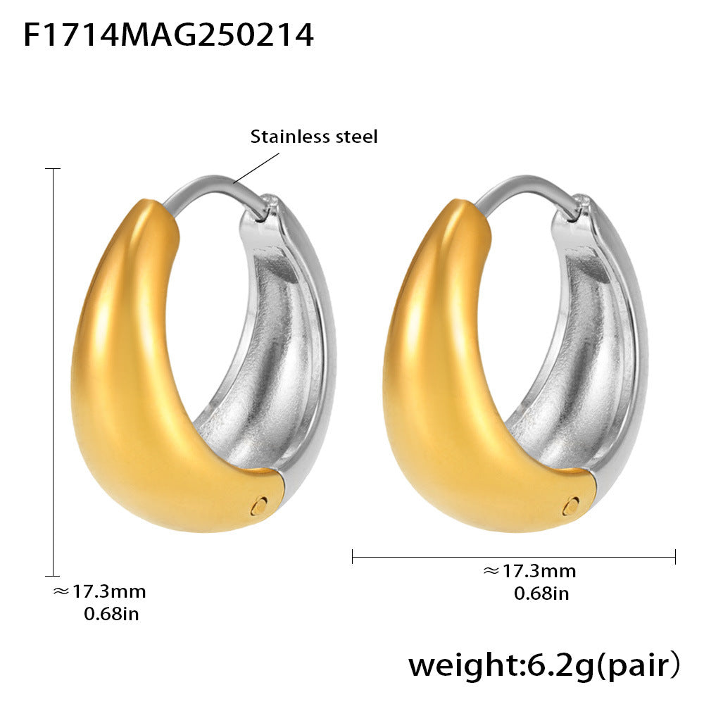 Wholesale Plain stainless steel high polished gold color matching earrings