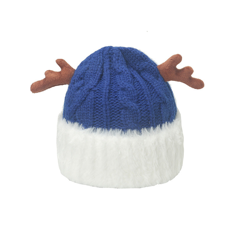 Wholesale 2023 Christmas Autumn and Winter Warm Antlers Plush Knitted Hat