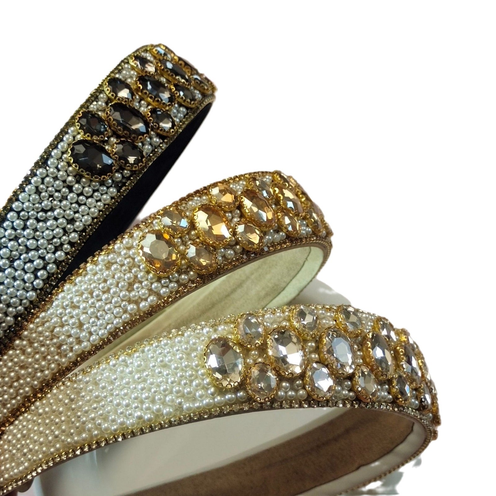 Wholesale Pearl rhinestone wide brim headband