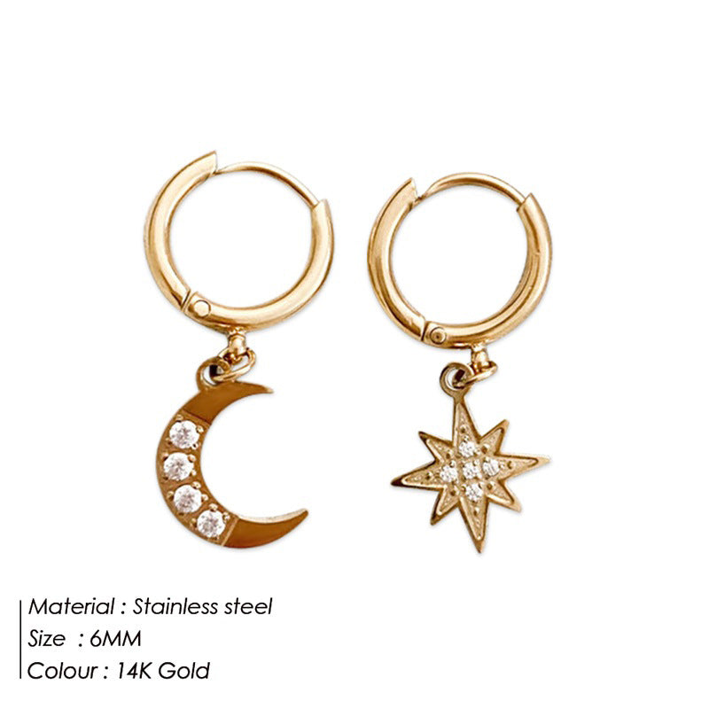 Wholesale Star Moon Stainless Steel Earrings