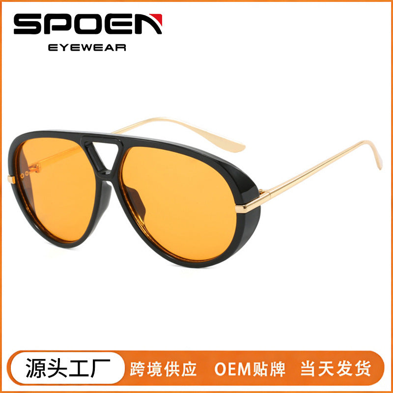 Wholesale  Mirror Double Beam Pilot Sunshade Sunglasses
