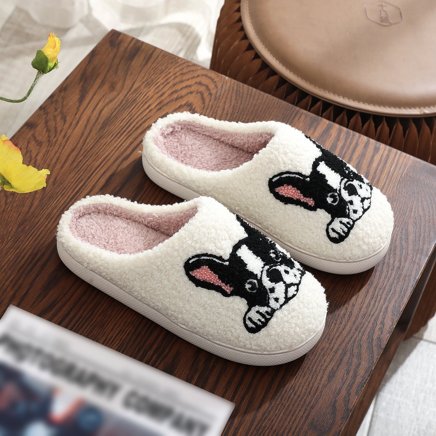 Wholesale Cotton Home Winter Dachshund Animal Embroidery Warm Slippers