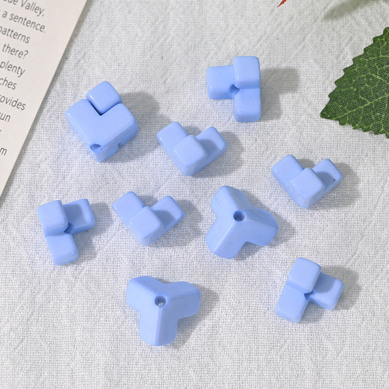 Wholesale  10pcs/pack Acrylic dopamine splicing oblique hole square stacking loose beads  Acrylic Beads