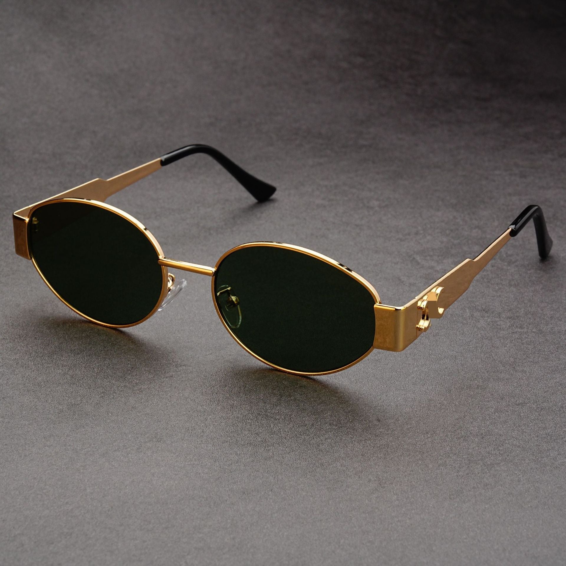 Wholesale Retro old money style metal oval sunglasses