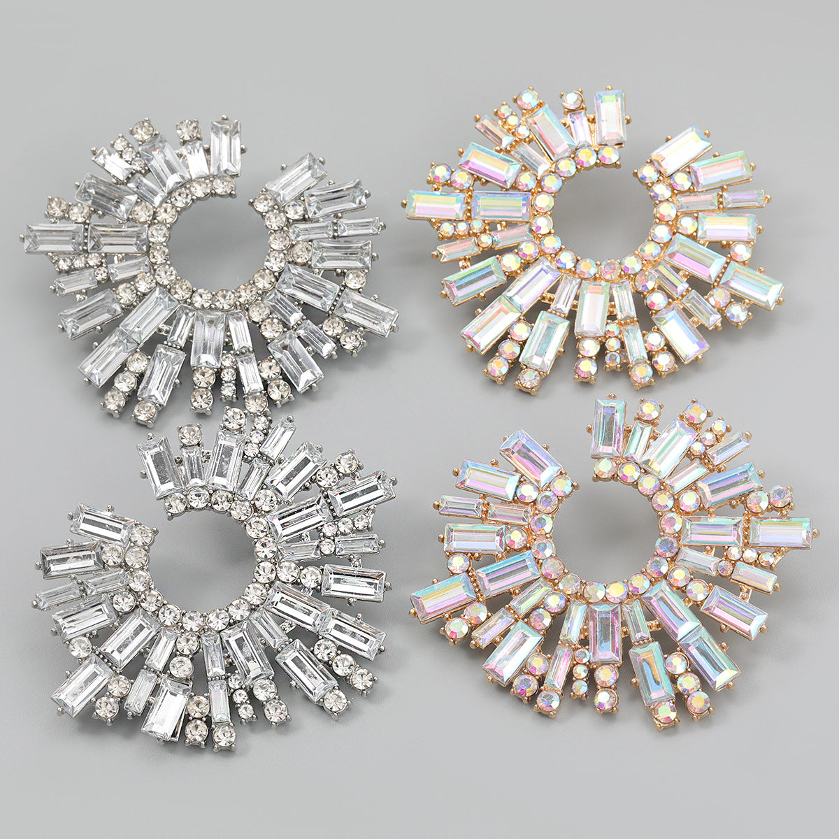 Wholesale Water Diamond Sunflower Alloy Earrings