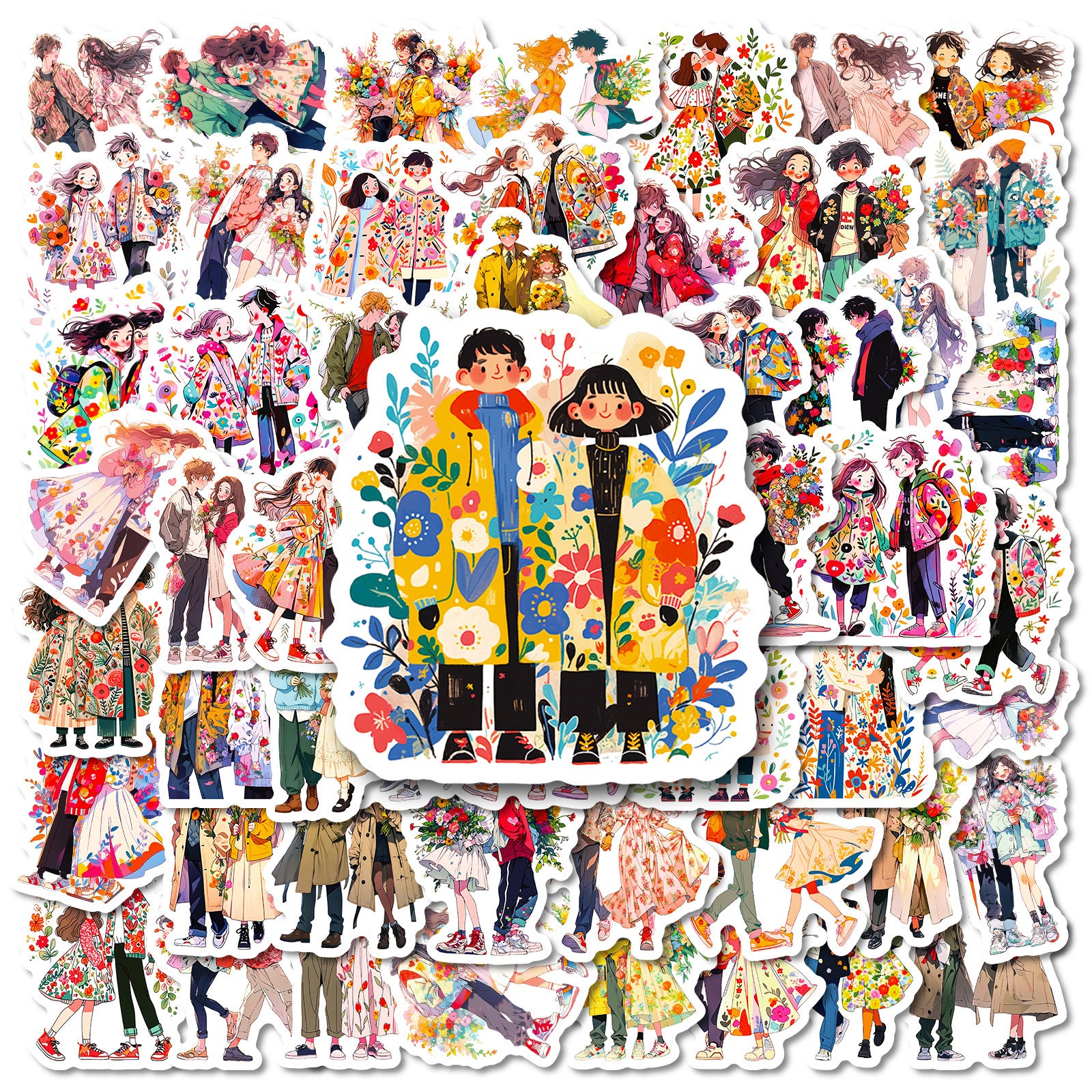 Wholesale 5pcs 56 Literary and Artistic Cartoon Couple Graffiti Stickers