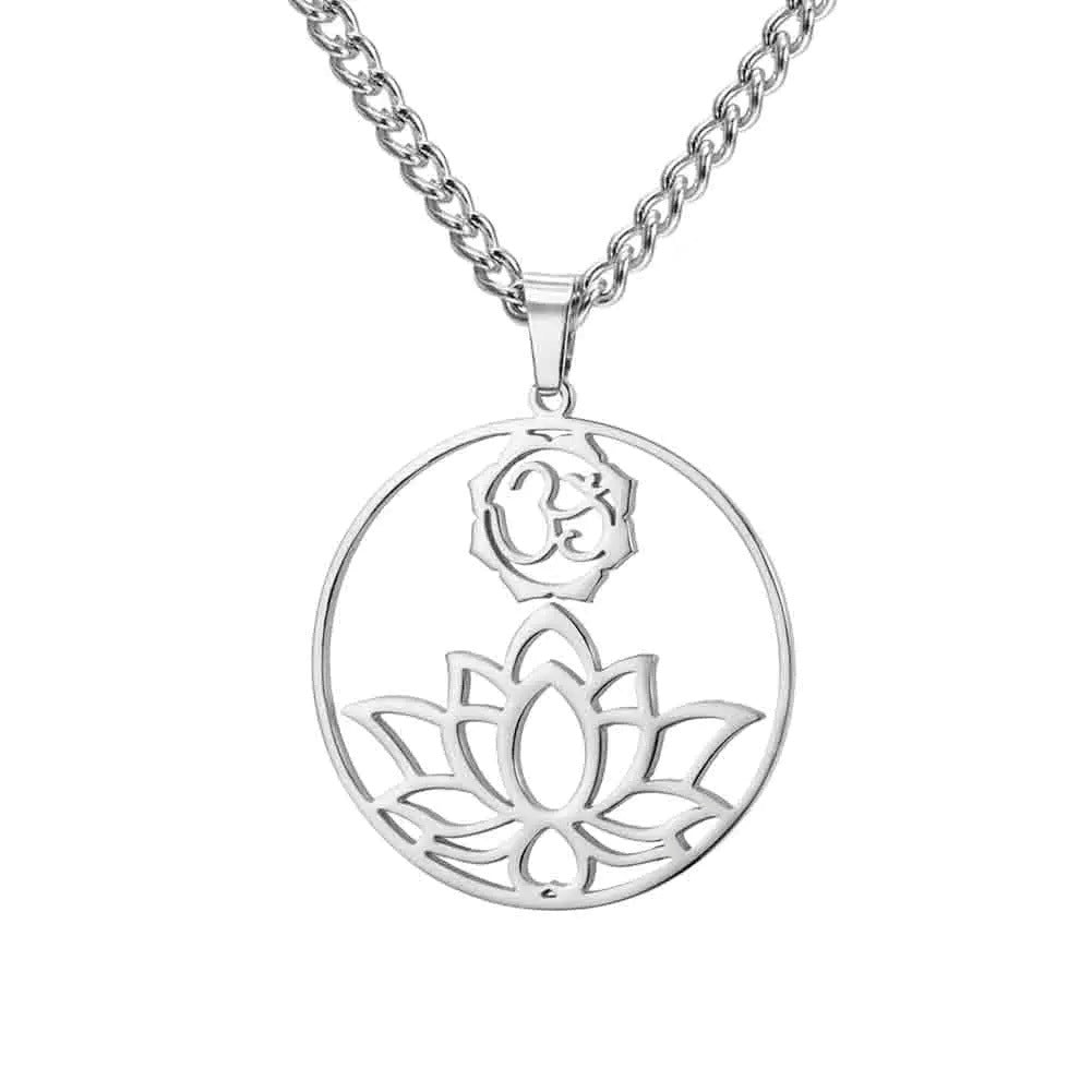 Wholesale Fashion Hollow Lotus Moon Stainless Steel Women's Necklace