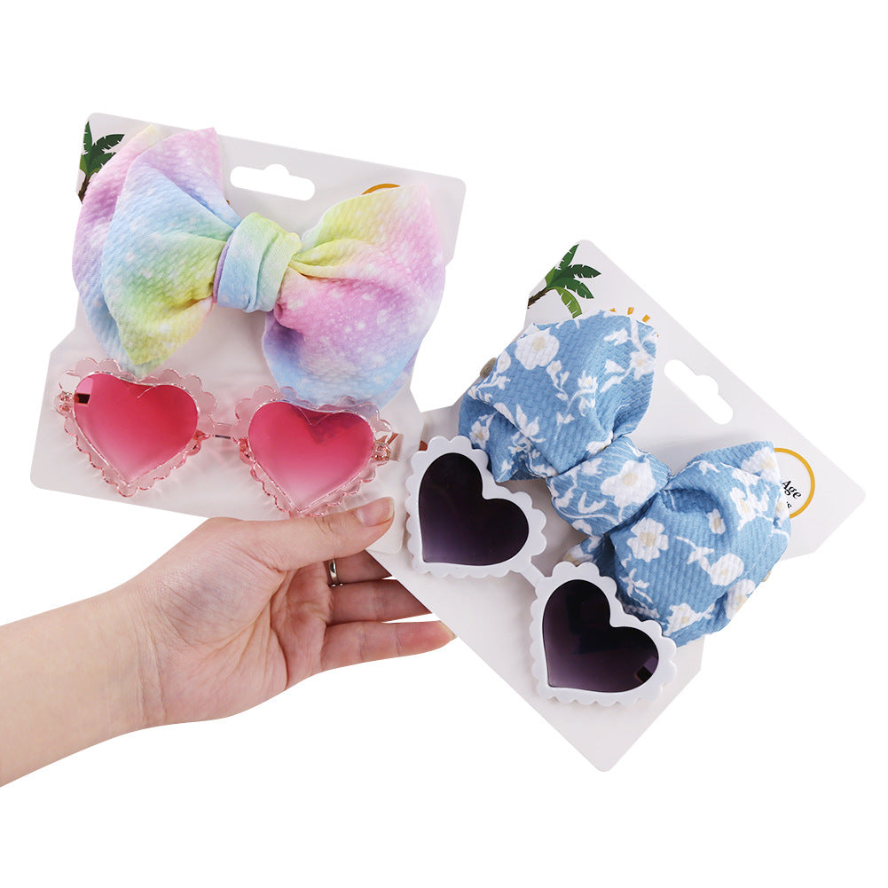 Wholesale Baby Summer Polyester Printed Headband Sun Lens Strap Set