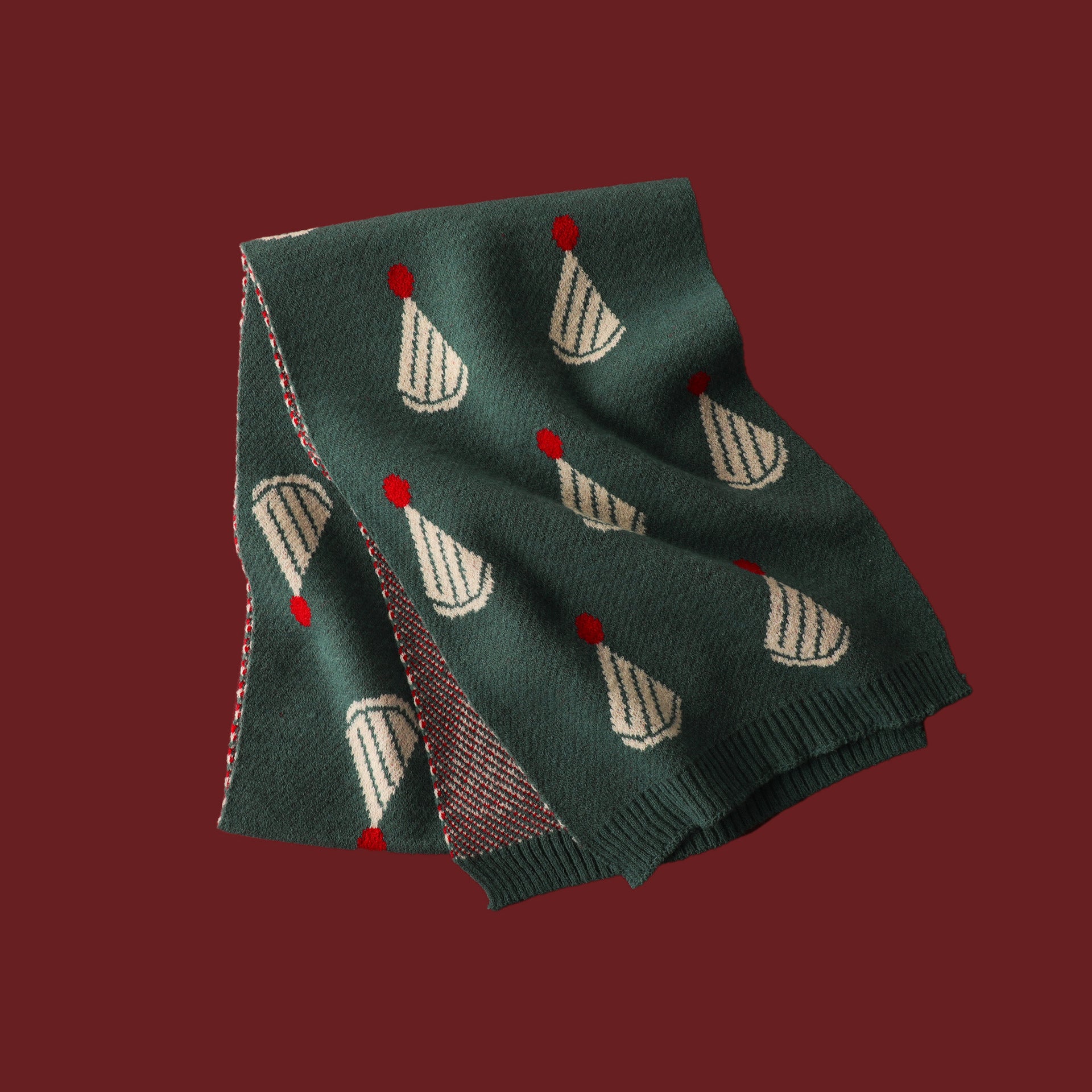 Wholesale Christmas Knitted Wool Red Scarf