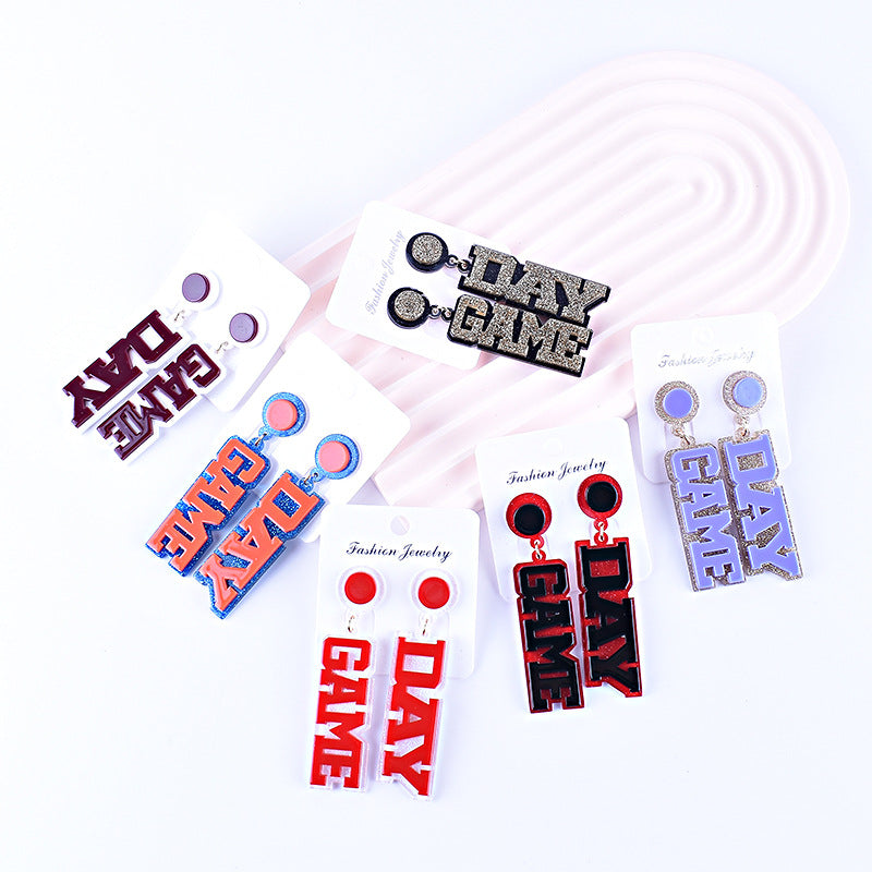 Wholesale Rugby English Letter Game Day Acrylic Earrings