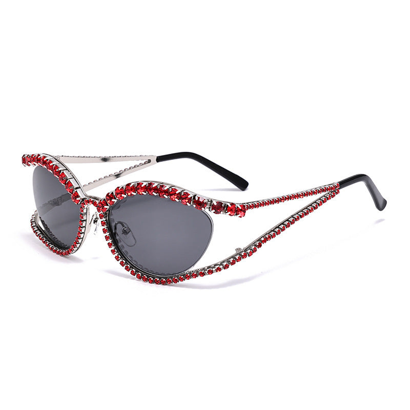Wholesale Cat's Eye Diamond-studded Colored Diamond Sunscreen Sunglasses