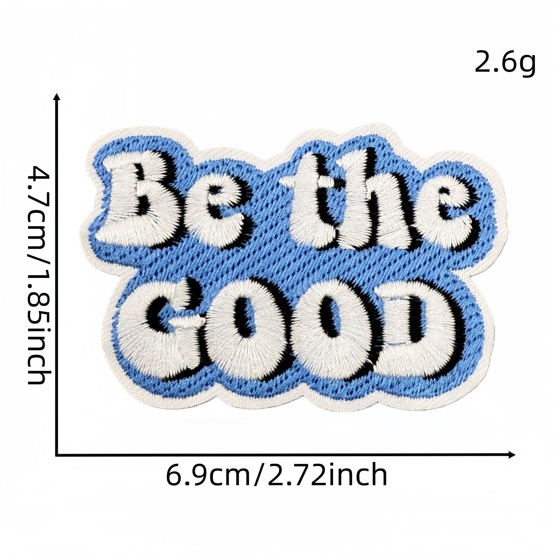 Wholesale Blue Embroidered Iron On Patch Positive Energy Saying DIY Fashion Accessory For Clothing Bags