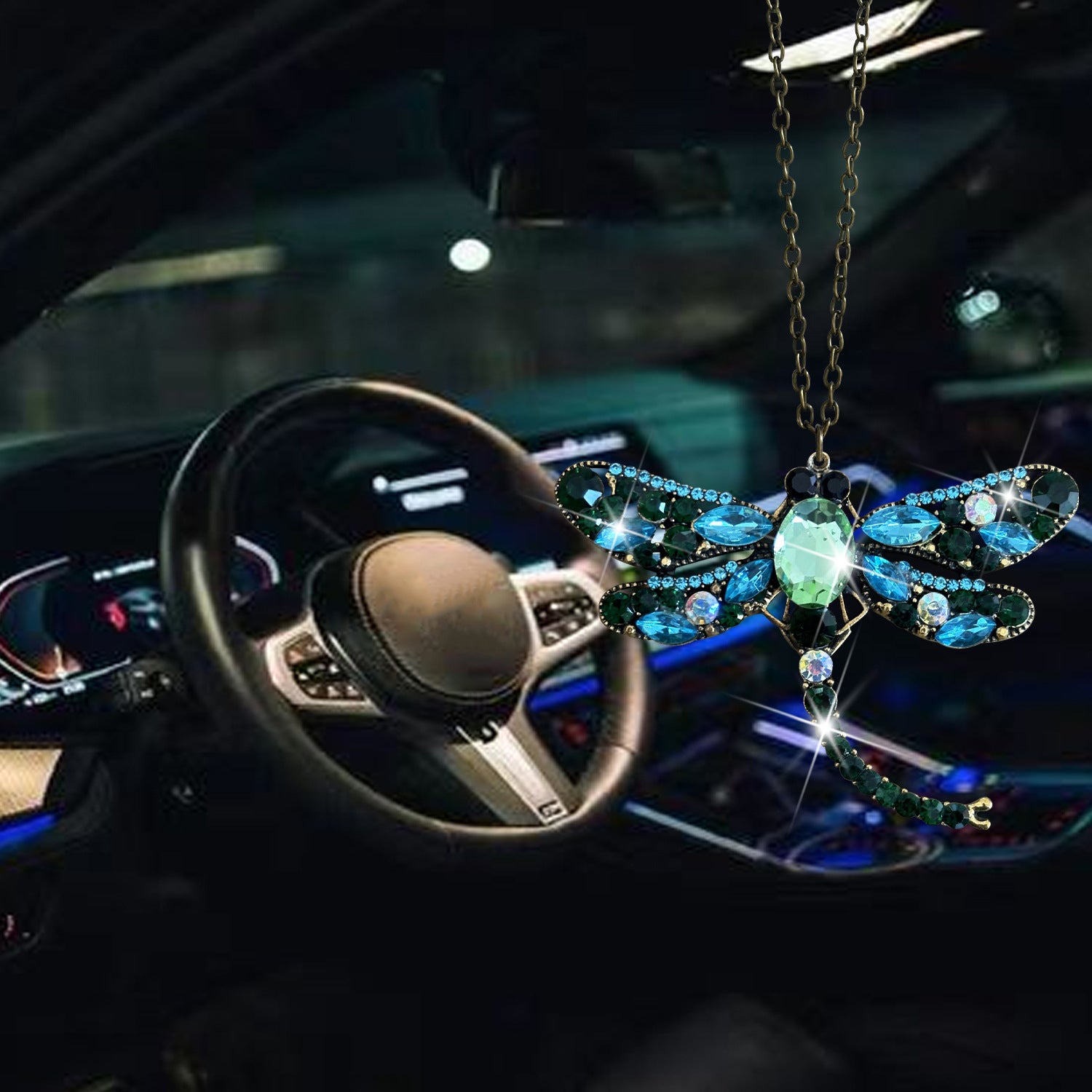 Wholesale diamond-encrusted alloy dragonfly car  decoration  pendant car accessories