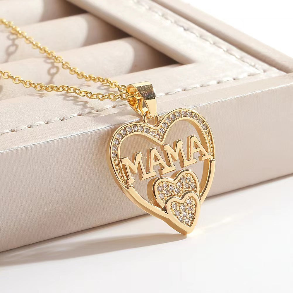 Wholesale Temperamental simple women's love necklace MOM pendant