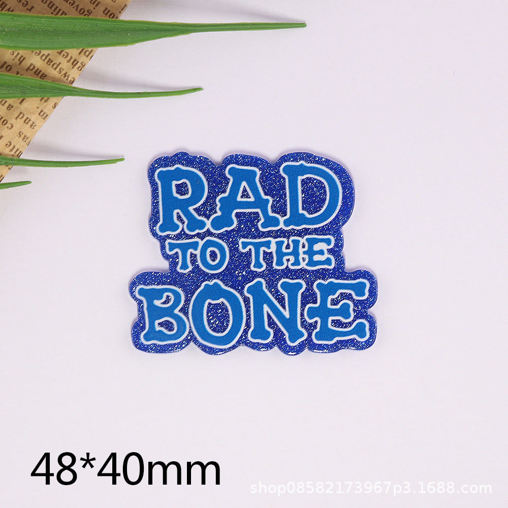 Wholesale 10pcs Cartoon Letters Rainbow Bag Acrylic Cute Things DIY Accessories FlatBack