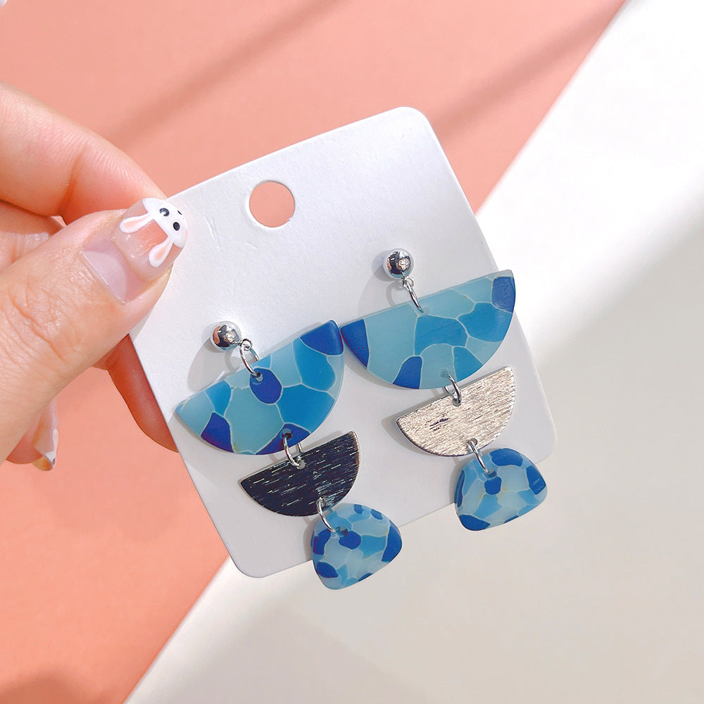 Wholesale Starry Sky sy Soft Ceramic Geometric Splicing Earrings