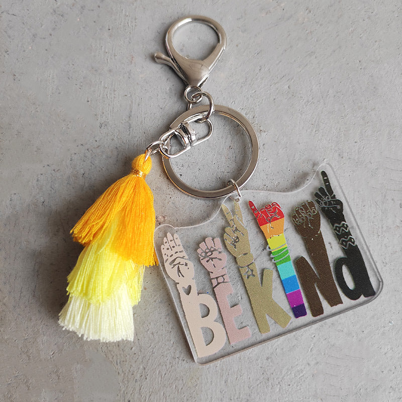 3pcs al por mayor/Packlgbt Rainbow Tassel Plush Keychain