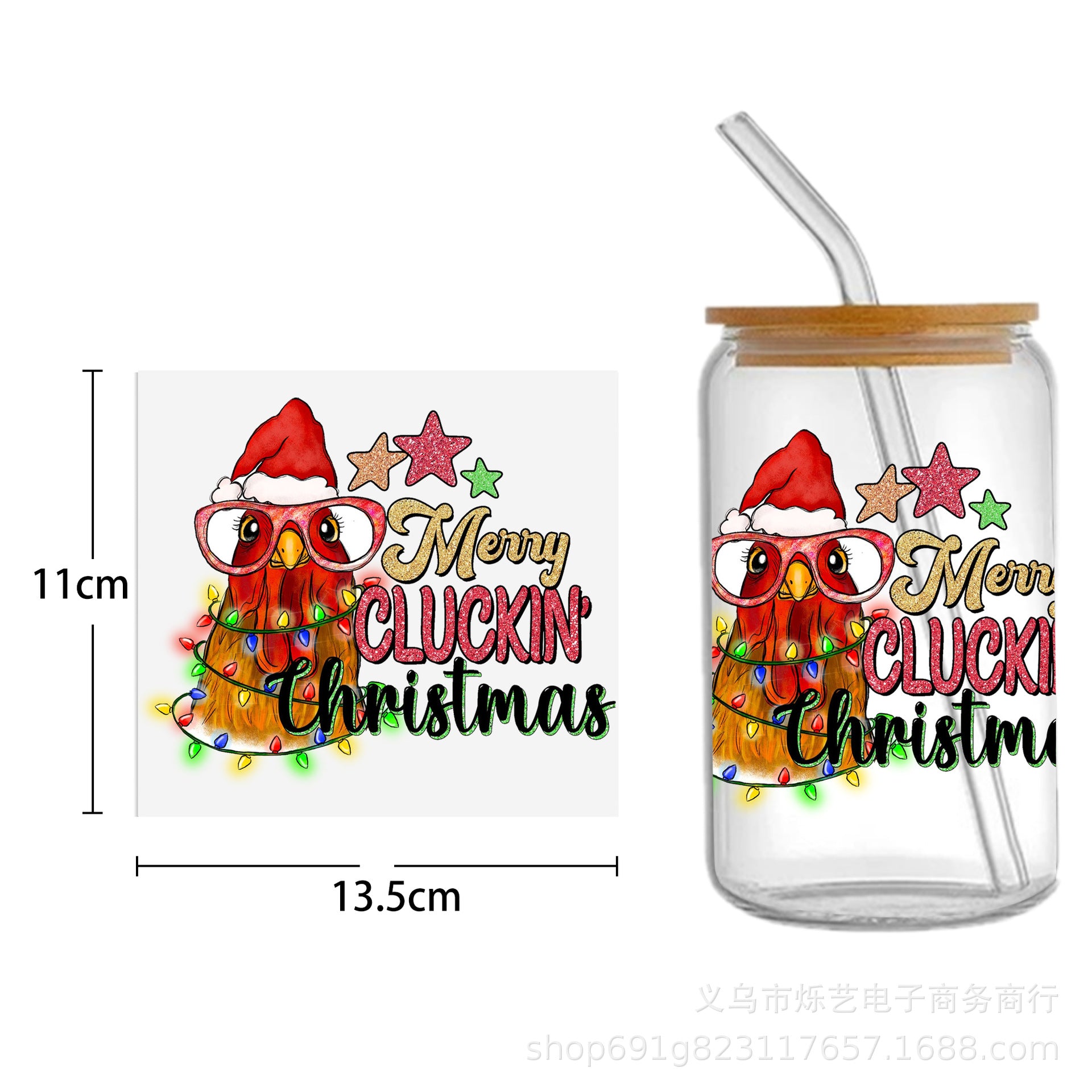 Wholesale  5pcs/pack Snowman Gingerbread Man Christmas Series 16oz Cup UV DTF Wraps