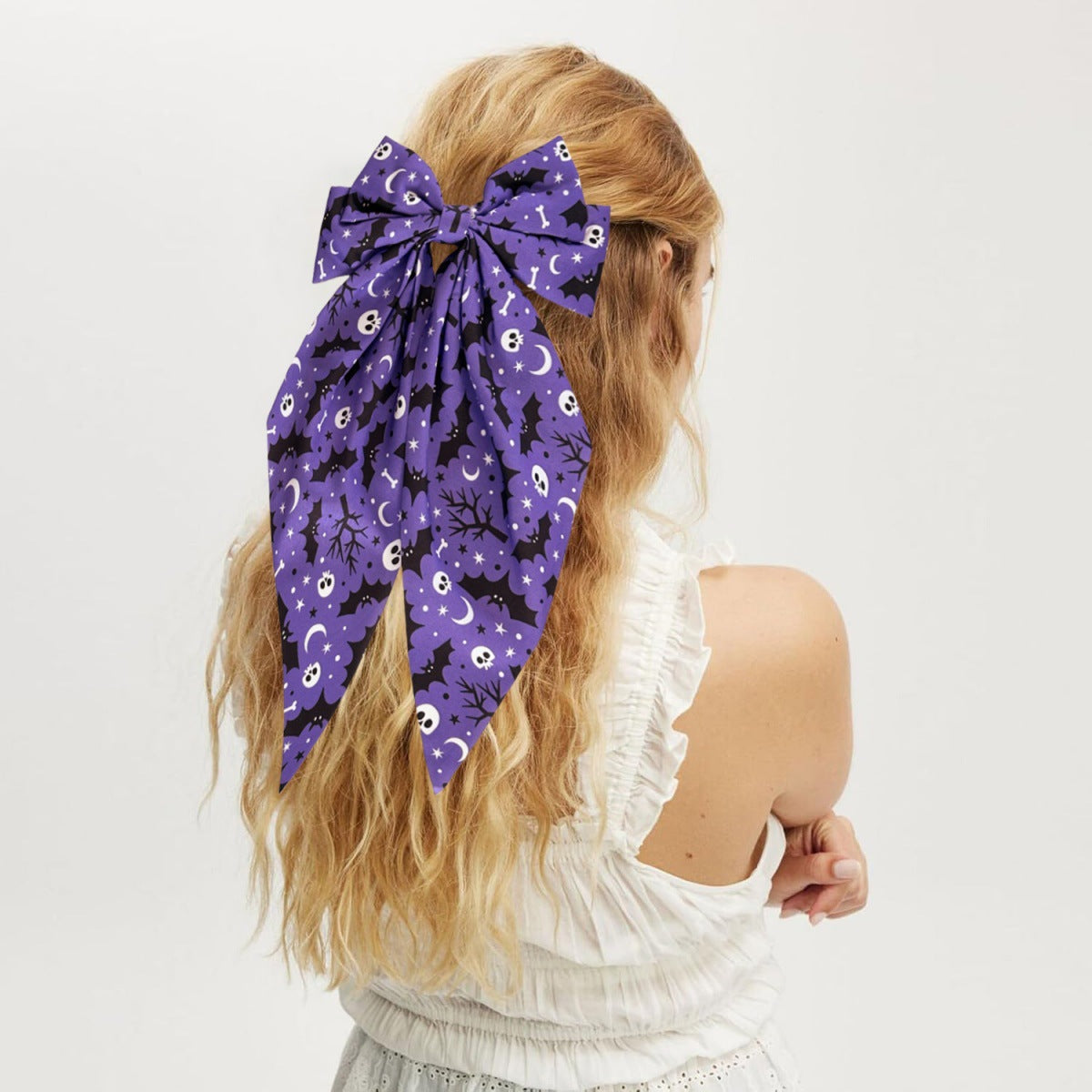 Wholesale  Pumpkin Bat Print Bow Ribbon Spring Clip