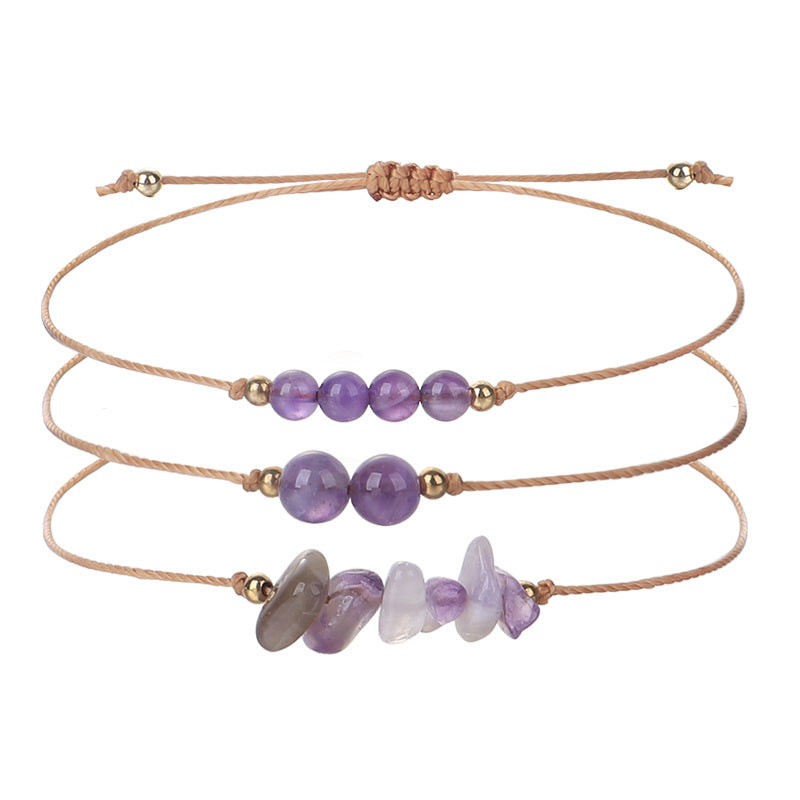 Wholesale Stone Citrine Amethyst Crushed Stone Beads Hand-woven Copper Bead Bracelet