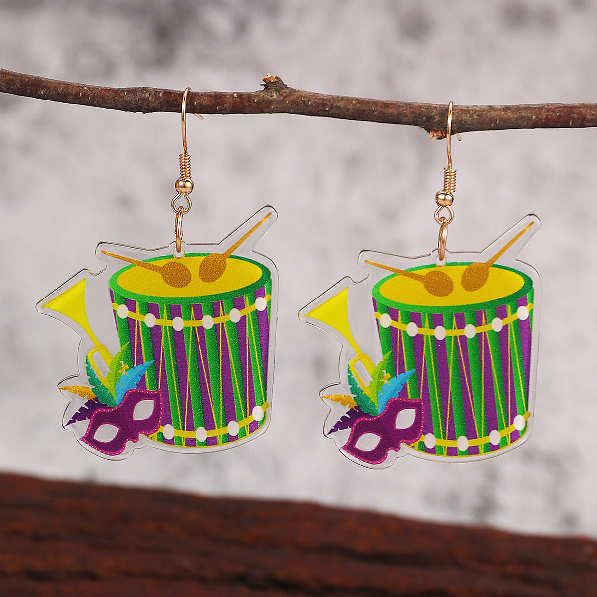 Wholesale New Carnival Acrylic Shiny Exaggerated Mask Cry and Laugh Emoji Fashion Holiday Earrings