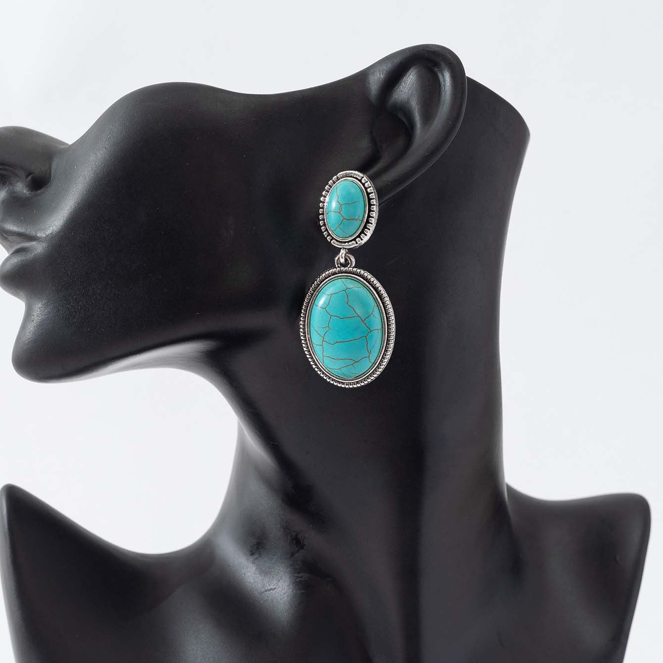 Wholesale Exaggerated Bohemian Turquoise Drop Earrings