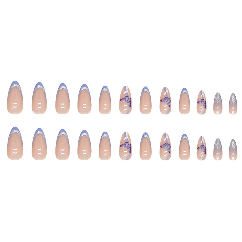Wholesale Fantasy Blue Purple Glitter Almond Nail Stickers