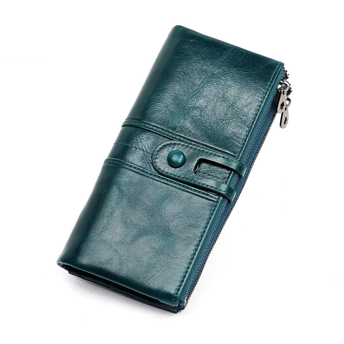 Wholesale Genuine leather tri-fold multifunctional long coin purse