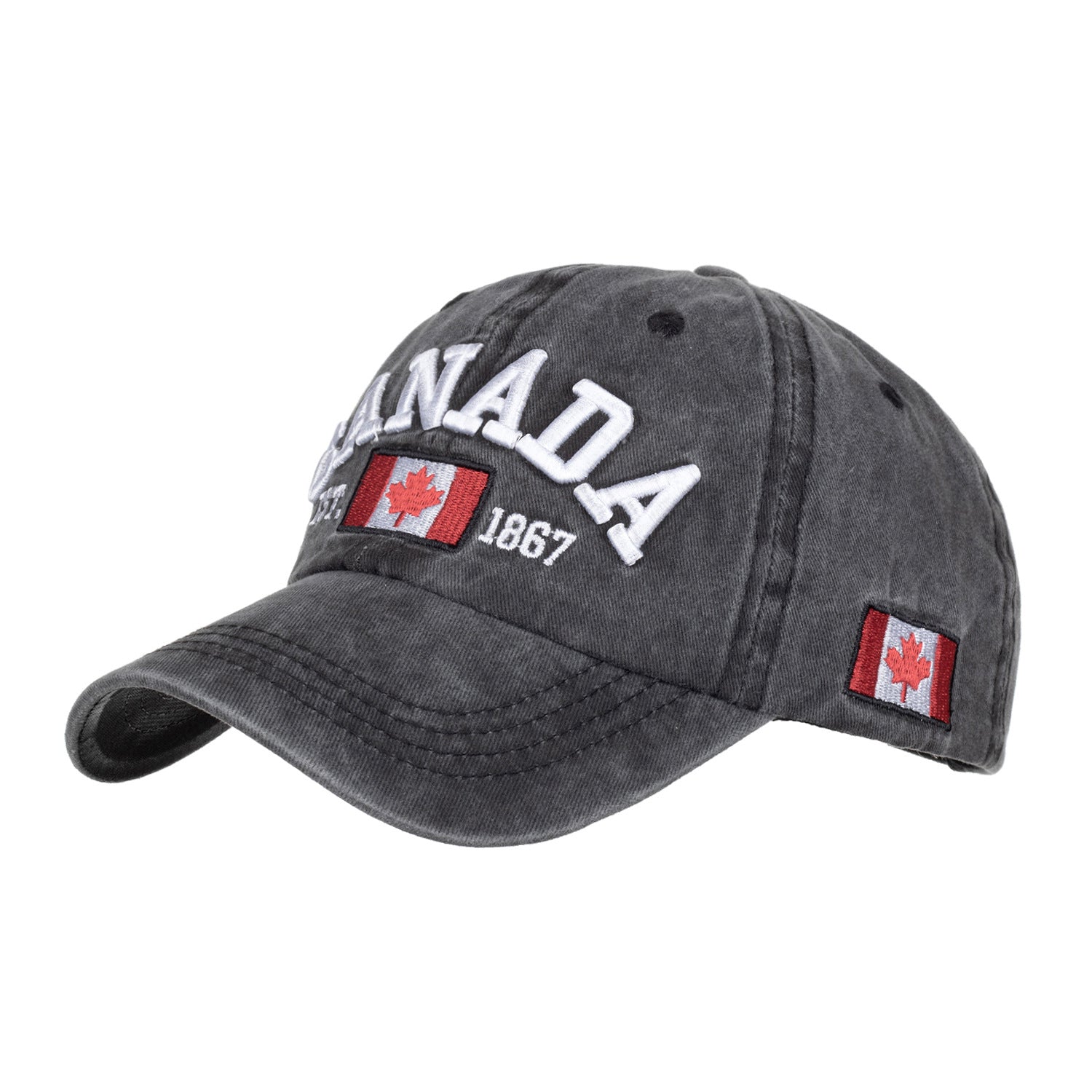 Wholesale CANADA Letter Washed Cotton Distressed Baseball Cap
