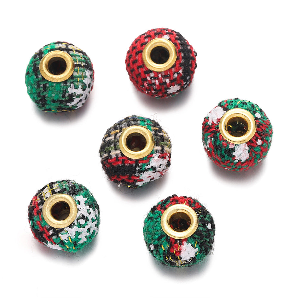 Wholesale  10pcs/pack Christmas Snowflake Series Cloth Bag Checkered Beads