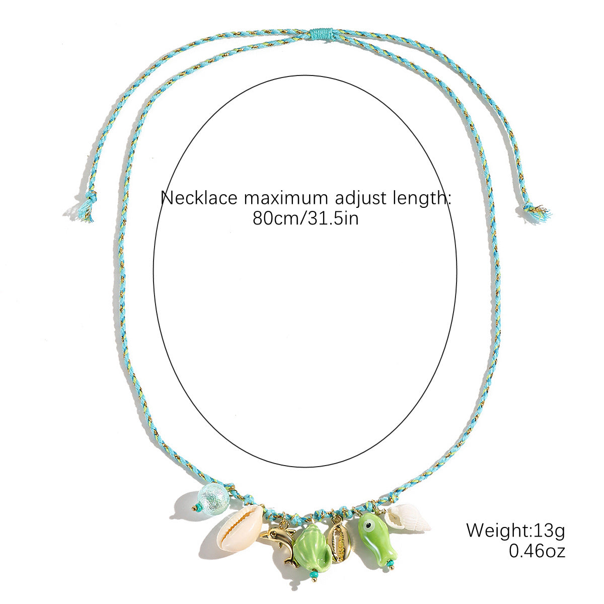 Wholesale Braided Colored Rope Necklace Pearl Shell Starfish Ceramic Fish Pendant Bohemian Necklace