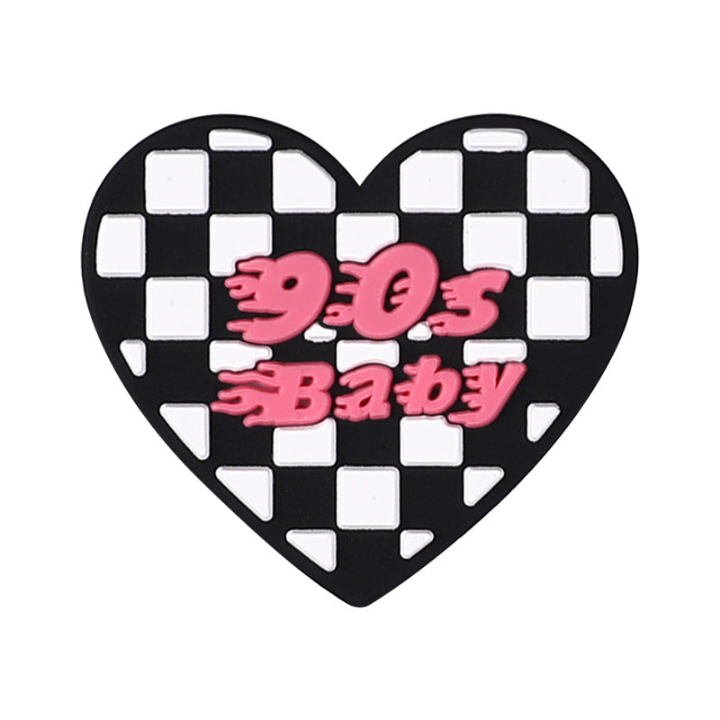 Wholesale 20pcs Straight hole grid heart-shaped bead  Focal Beads