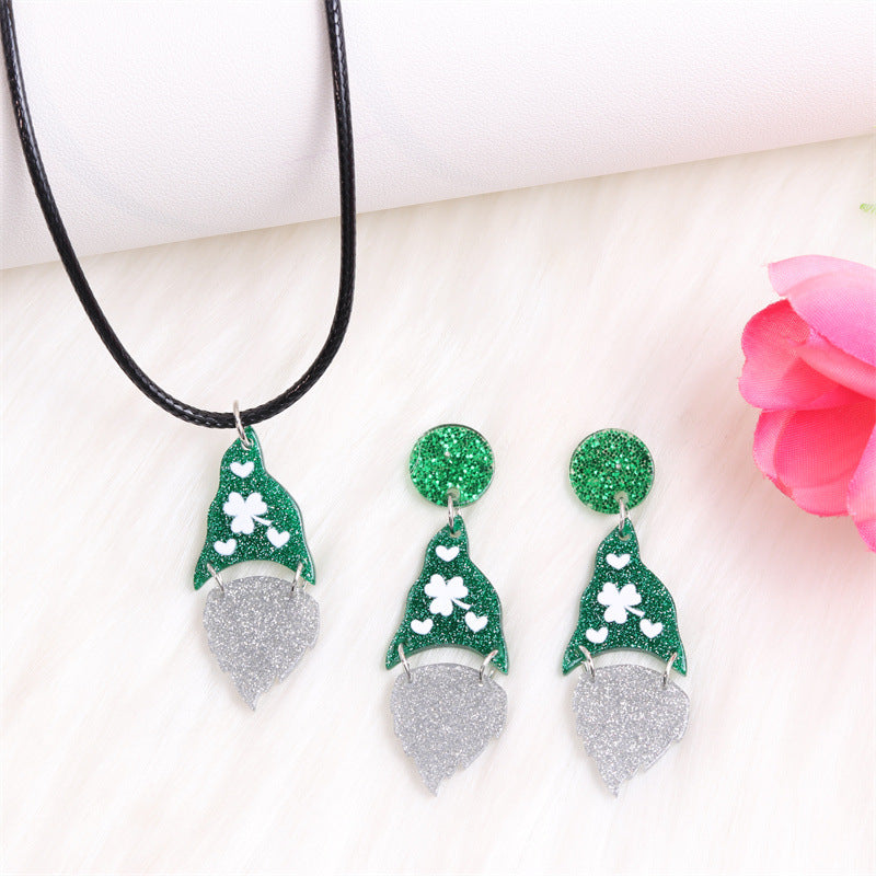 Wholesale St.  Patrick' s shamrock hat-shaped letter Acrylic Earrings