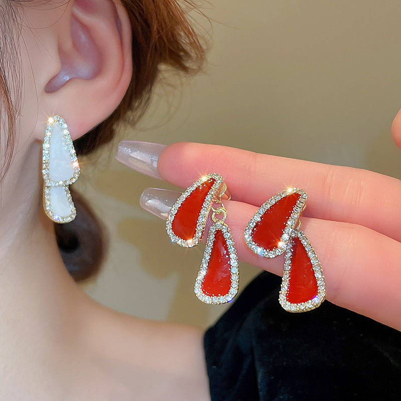 Wholesale Antique Style Red Geometric Diamond Earrings