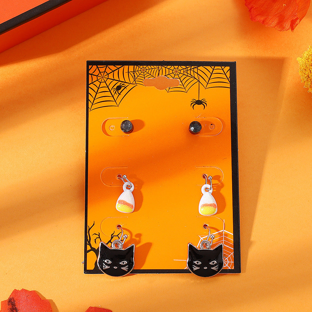 Wholesale  Devil Bat  Pumpkin Earrings For Women Alloy Electroplated Jewelry Accessory Trendy Party Gift Boutique Resale