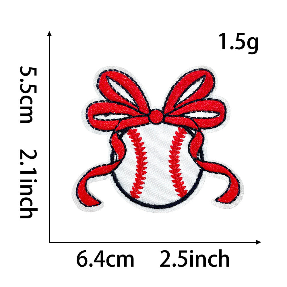 Wholesale Sequins Embroidered Iron On Patches Baseball Bow Rugby DIY Craft Supply For Coat