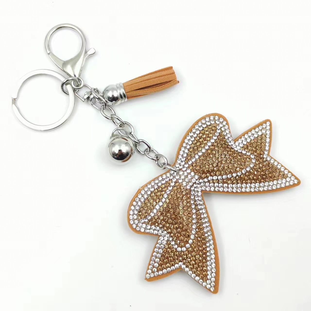 Wholesale 12pcs creative bow rhinestone keychain cute rhinestone bag tassel pendant
