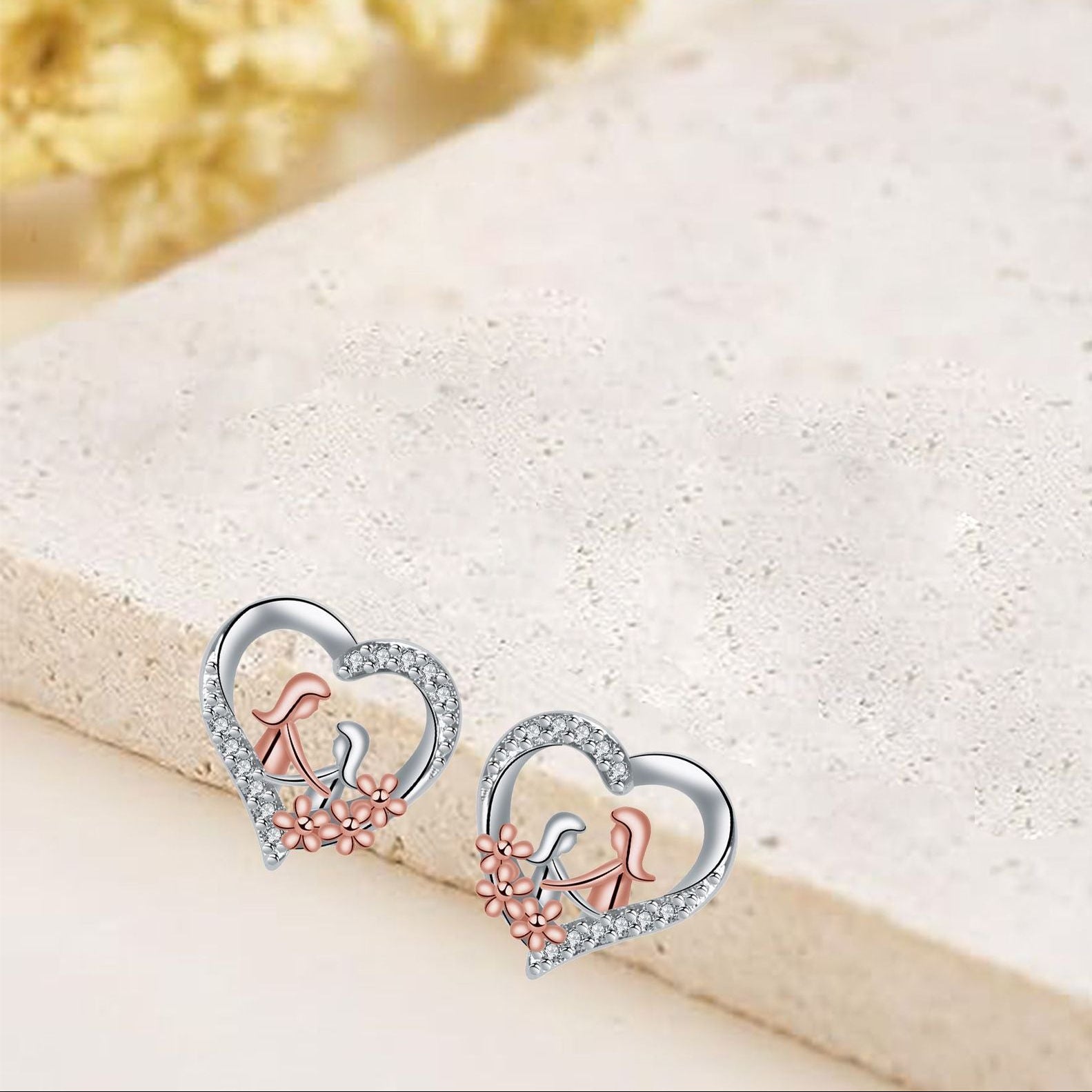 Wholesale Heart-Shaped Mother-Daughter Earrings Mother' s Day Gift