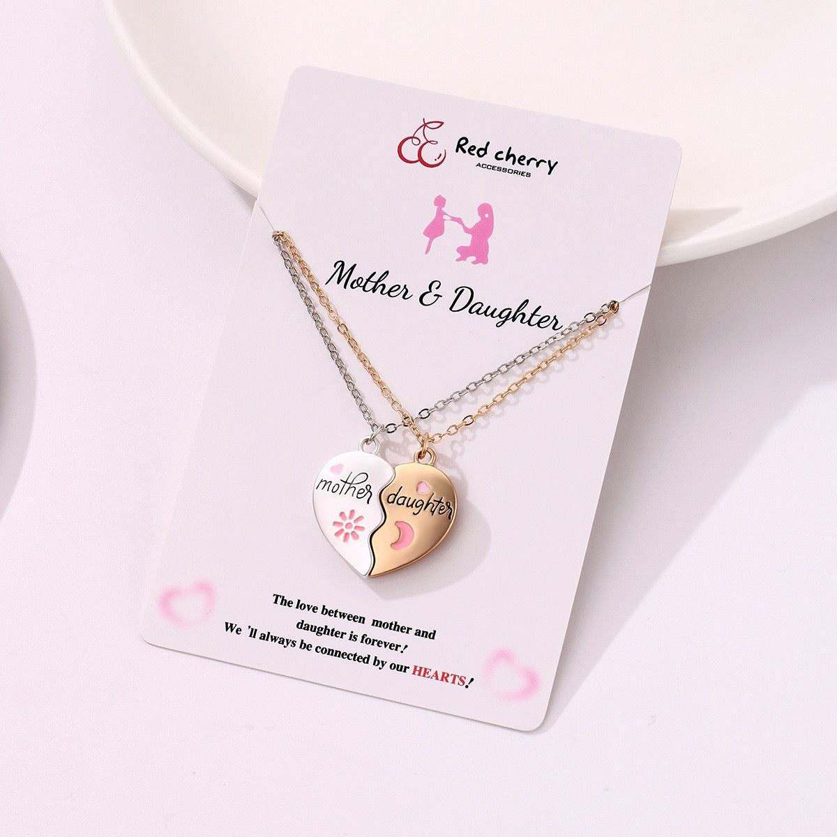 Wholesale Mother' s Day Parent Child Alloy Drip Oil Necklace
