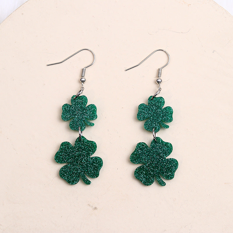 Wholesale St. Patrick's Day Beer Festival Acrylic Clover Earrings
