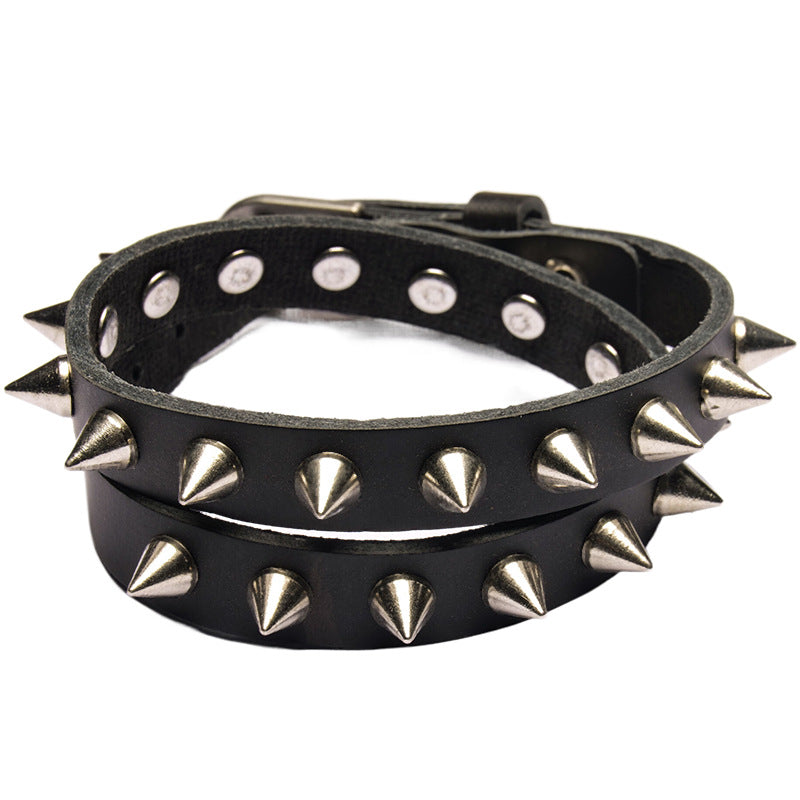 Wholesale Punk bracelet pointed rivet retro irregular winding leather bracelet