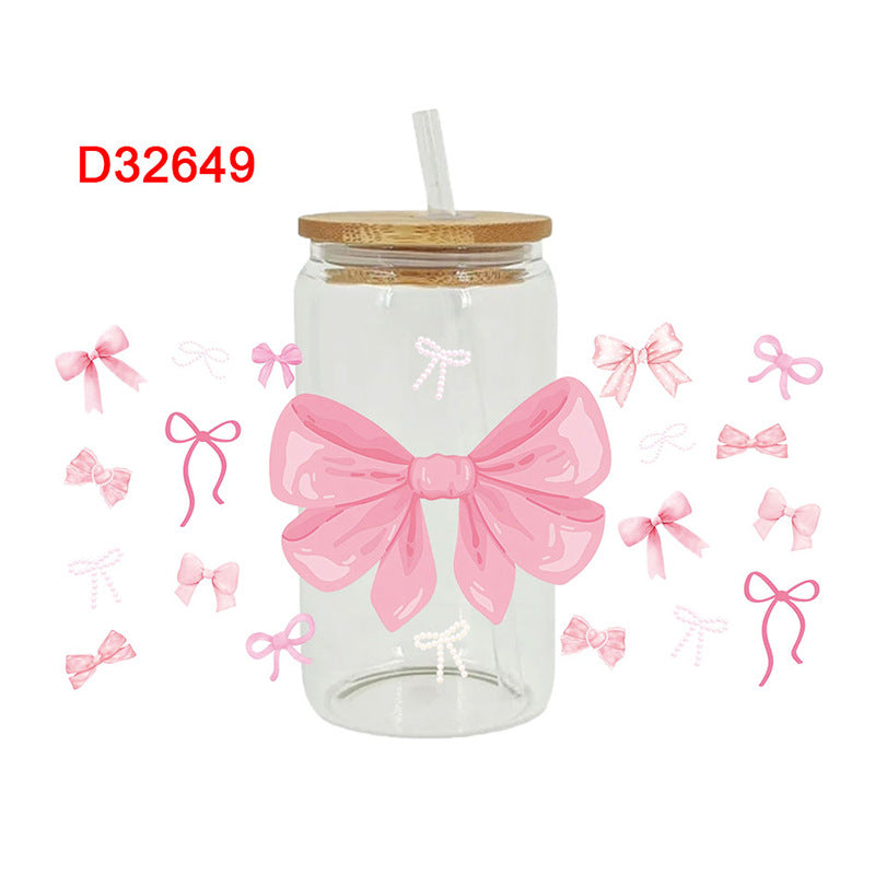 Wholesale colorful bow 16oz Cup UV DTF Wraps