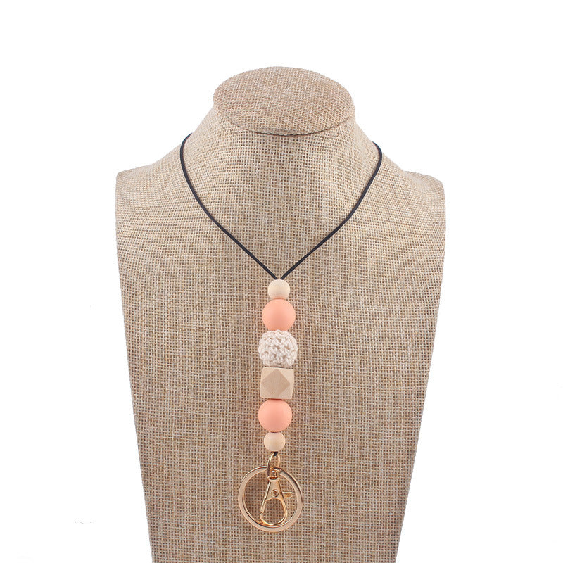 Wholesale Silicone Beaded Lanyard ID Keychain