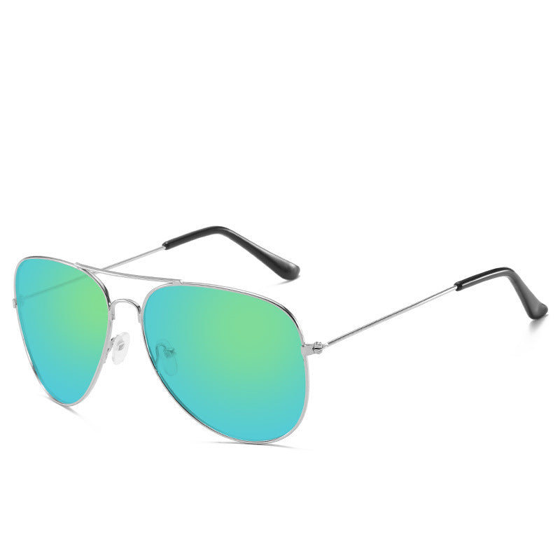 Wholesale Colored reflective metal sunglasses for men and women retro frog glasses